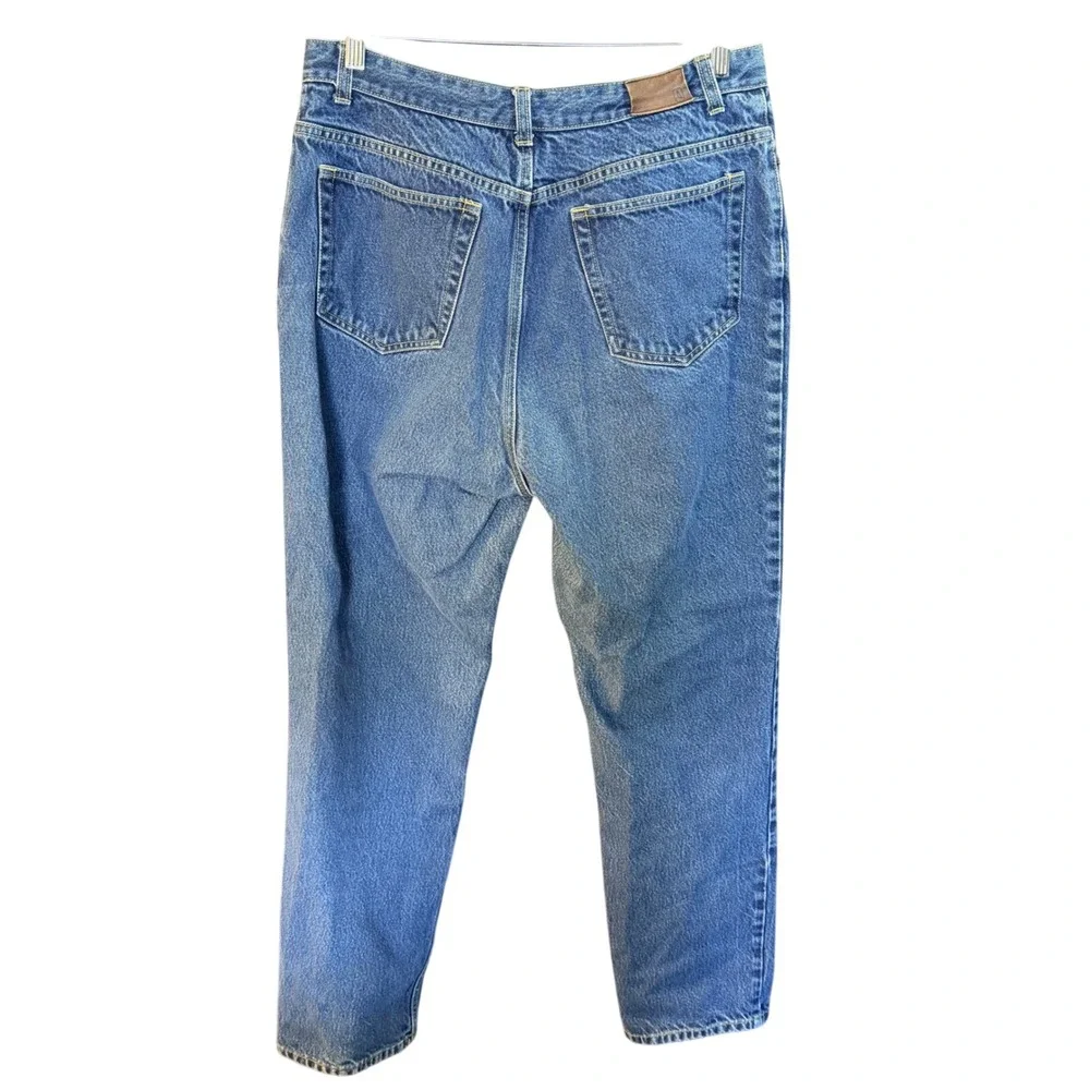 Lands End Womens‎ 14 High Rise Straight Leg Blue Denim Mom Jeans 100% Cotton